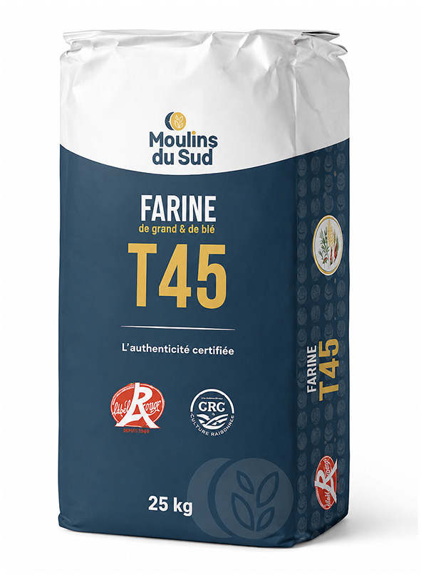 Un sac de farine Moulins du Sud de type T45